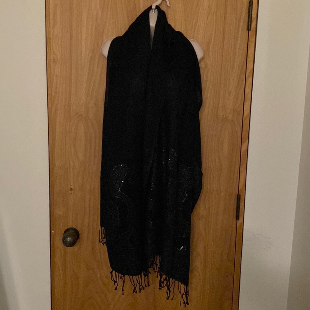 Fringed sequin scarf